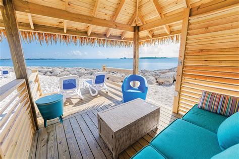 Caribbean beach cabanas. Choose your own ultimate beach day on a cruise to Perfect Day at CocoCay. Zen out at your choice of unforgettable places to unwind. Catch some rays along five stretches of powdery beach. Luxe the day away with an Overwater Cabana at Coco Beach Club®. Refuel at the swim-up bar in the largest freshwater pool in The Bahamas. 