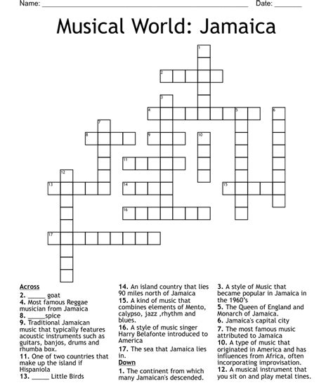 Caribbean music genre crossword. Find 12 answers for the crossword clue Caribbean music genre, such as zouk, calypso, and baithe. Search by letters or browse related clues for more crossword help. 