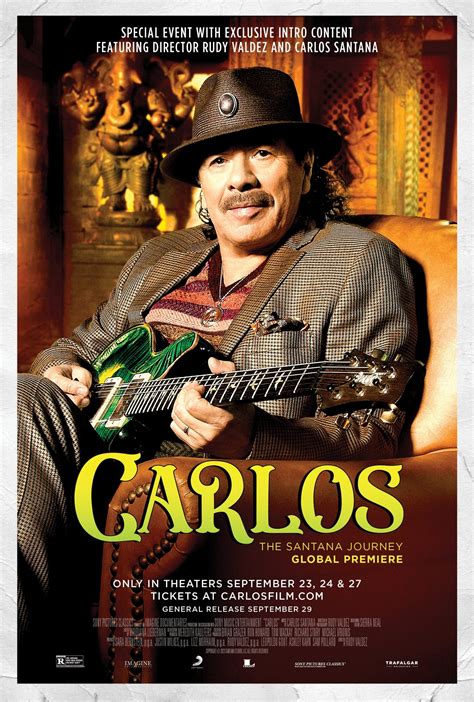 Synopsis. This lively and intimately-crafted documentary immerses the audience in rock icon Carlos Santana’s life and musical trajectory. Filmmaker Rudy Valdez bolsters this personal narrative with pulsating, never-before-seen footage — guided by Santana himself, in his own words. Cast. Crew.