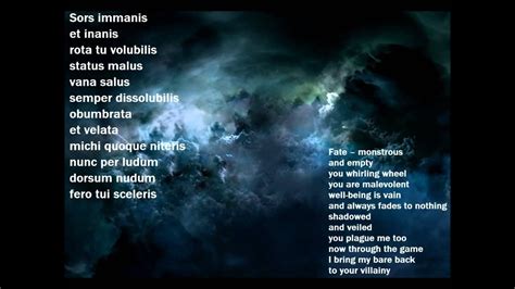 Carmina Burana O Fortuna (Latin lyrics with English translation).