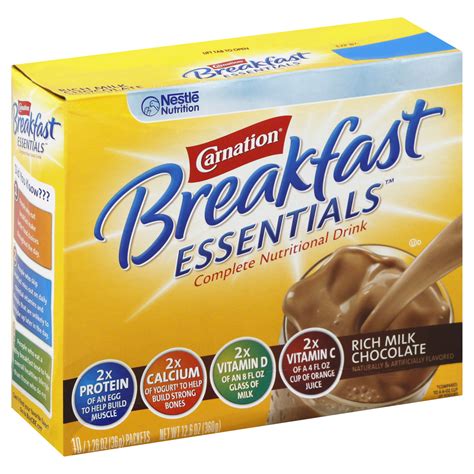Carnation instant breakfast. Carnation Breakfast Essentials Light Start Powder Drink Mix, Rich Milk Chocolate, 8 Count Box of Packets (Packaging May Vary) Rich Milk Chocolate 8 Count (Pack of 1) Options: 2 sizes. 585. 200+ bought in past month. $1178 ($2.09/Ounce) Typical: $13.40. FREE delivery Thu, Dec 28 on $35 of items shipped by Amazon. 