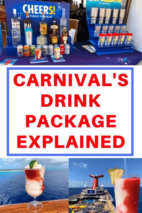 Carnival beverage package. Carnival Cruise Line offers two types of drink packages: the Cheers program (alcoholic beverage package) and the Bottomless Bubbles (unlimited soda program). The Cheers package starts at $59 per person … 