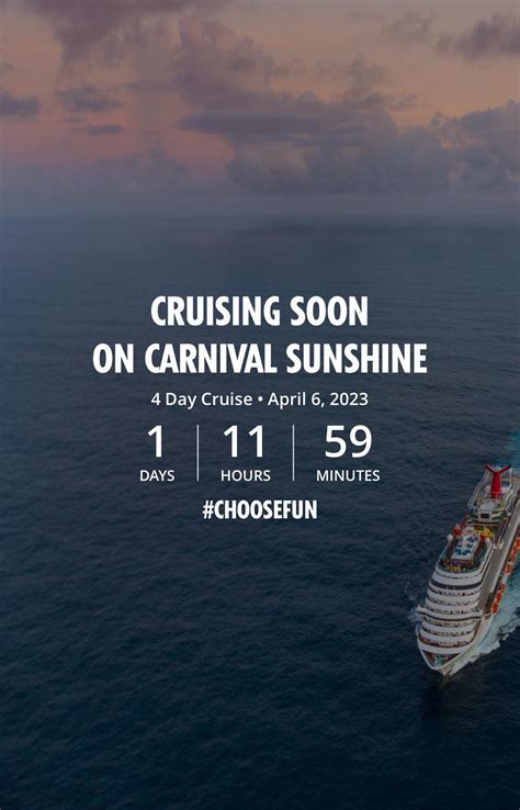 Carnival cruise countdown. Carnival Cruise Countdown Public group · 5.1K members Join group About Discussion Featured Events Media More About Discussion Featured Events Media A place to hang out talk about upcoming cruises, post pictures from past cruise. Have fun and countdown the days. 