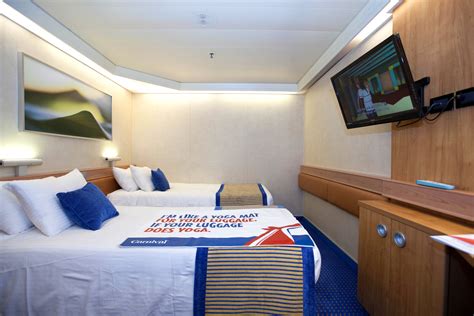 Carnival cruise interior room. Category 1A These spacious accomodations include a single bed and a pull-down bed and are perfect for single passengers or friends travelling together. 