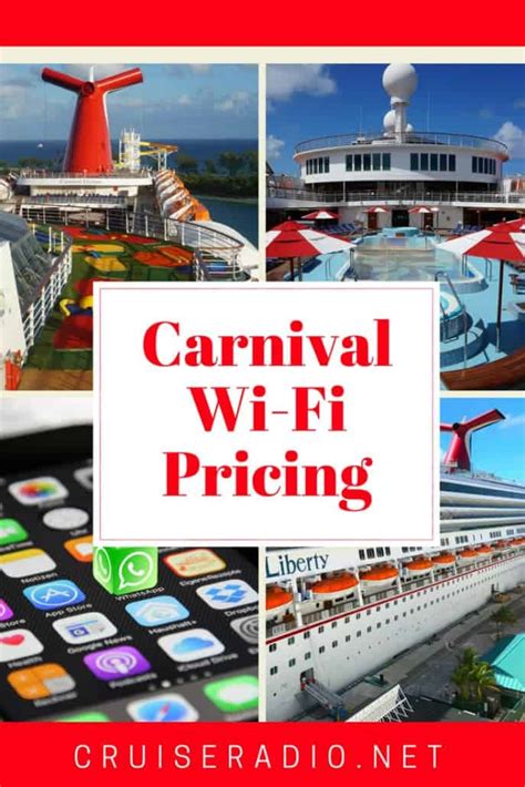 Carnival cruise wifi package. This mid-tier internet package allows access to the social media platforms listed above, plus basic browser surfing and email capabilities. Audio WiFi calls are also available with this package. Price: $28 for 24 hours of access. $24 per day if purchased for the entire cruise. 