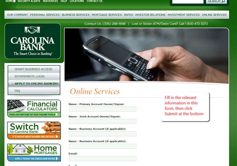 Carolina bank login. One box of personalized checks at no charge per 12 month period. 24/7 access to Online Banking, BillPay and Telephone Banking at no cost. by earning a $3.00 Relationship Credit by maintaining a $25,000 combined Average Ledger Balance in the Checking, Savings, CD and IRA accounts linked to your profile. Optional $500 No Bounce Banking Overdraft ... 