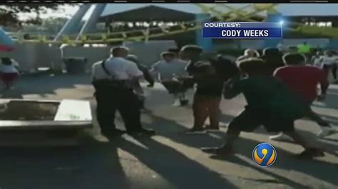 Carowinds fight. Several people were charged and another is being sought in connection to an assault on a Carowinds security officer, the sheriff’s office said.Thanks for sto... 