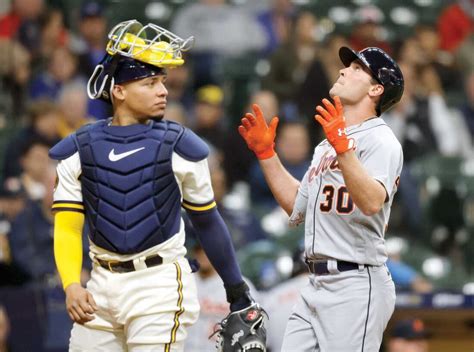 Carpenter homers, Brewers hold Tigers in check with 4-3 win