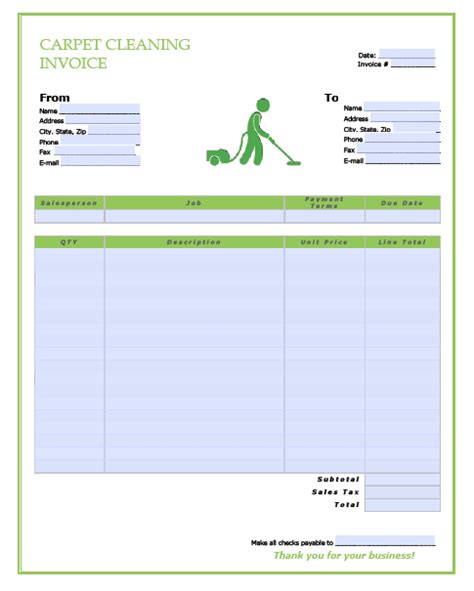 Carpet Cleaning Invoice Template