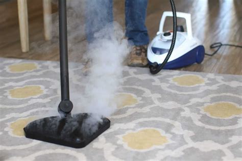 Carpet steam. The Moolan 12-in-1 Steam Cleaner is a 1500W powerful steam mop which produces 100 in just 15 seconds. It also features a 180-degree triangular swivel head which is great for hard to reach areas. It also works well on carpet, vinyl, hardwood, tiles and more floor surfaces. The Moolan Steam Mop costs around £72.99. 