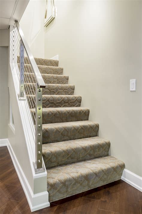 Carpeting stairs. Stair runner carpeting for staircases is purchased by the linear foot. Stair runner carpeting looks like hallway carpeting but its long edges are finished and the ends are cut. With hallway carpeting, all four edges are finished. The cost of stair runner carpeting ranges from $5 to $20 per linear foot. 