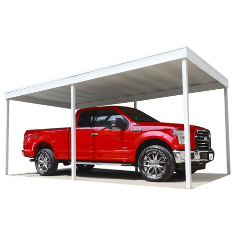 Two-car single-slope carport. 18′ Wide x 20′ Deep x 7’2″ clearance *. 30lb. snow load / 90 mph wind. Concrete base mount plates available. EASY ASSEMBLY. * Ground Mount Clearance: 7’11”. * Concrete Mount Clearance: 7’2″. This is the customer pickup price at one of our facilities in Texas or Arizona. Shipping is absolutely available..