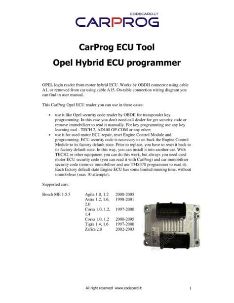 Carprog opel ecu programmer user manual codecard lt. - El secreto de las siete semillas.