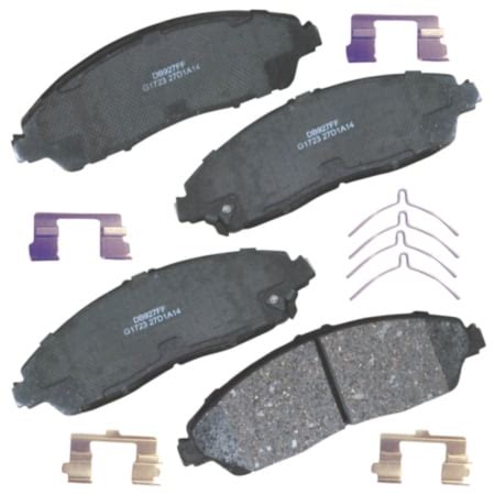 Carquest premium gold ceramic brake pads. Carquest Premium Gold brake pads are original equipment replacement brake pads that provide consistent, quiet, and clean braking. Product Features: Application-specific formulations designed for extended pad life and clean wheels. Multi-layer shim for near silent braking. OE designed slots and chamfers for consistent performance. 
