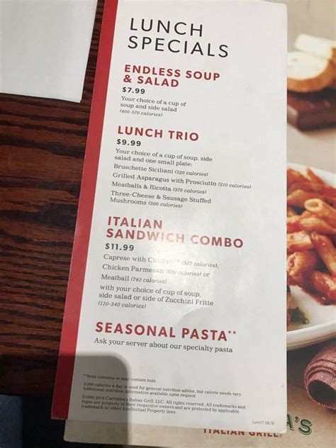 Order food online at Carrabba's Italian Grill, Ellicott City with Tripadvisor: See 114 unbiased reviews of Carrabba's Italian Grill, ranked #48 on Tripadvisor among 167 restaurants in Ellicott City.. 