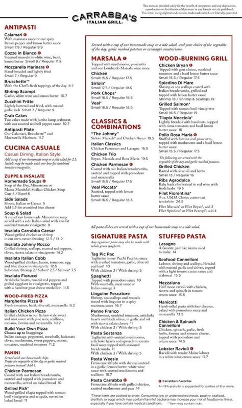 Dec 22, 2020 · Order food online at Carrabba's Italian Grill, Ocean City with Tripadvisor: See 249 unbiased reviews of Carrabba's Italian Grill, ranked #71 on Tripadvisor among 396 restaurants in Ocean City. . Carrabba's italian grill ocean city menu