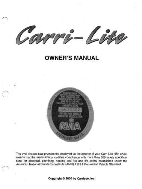 Carriage rv owners manual 1988 carri lite. - Fundamentals of nursing perry potter instructor manual.