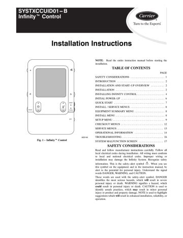 Carrier SYSTXCCUID01-B Installation Instructions Manual