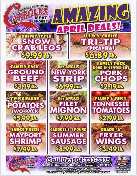  The Menu for Carroll's Meat Shoppe Seafood Produce Market with category Butcher from Jacksonville, 6861 St Augustine Rd, 32217, Jacksonville, US can be viewed here or added. . 
