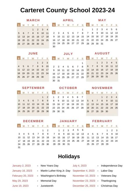 Carteret Court Calendar