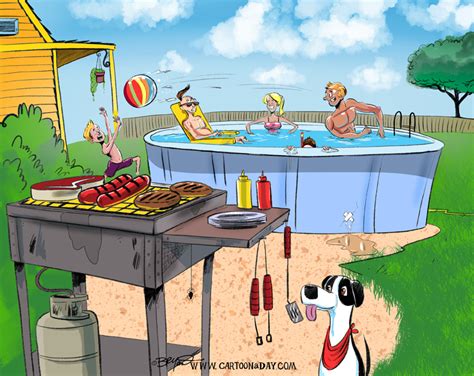 Cartoon Bbq Pool Fun