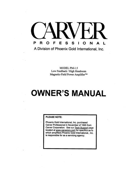 Carver home owner service repair manual instant. - Signals and systems roberts 2ed solution manual.