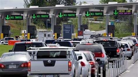 Carway border crossing. Infrastructure permitting, the processing goals CBP has set for travelers are: SENTRI/NEXUS Lanes: 15 minutes, Ready Lanes: 50% of general traffic lane wait times 