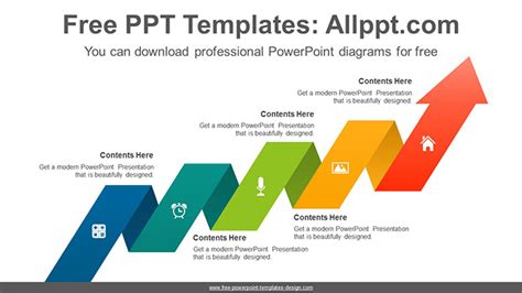 Cascading Ribbon Arrow Powerpoint Diagram Template