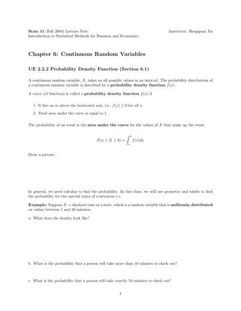 Case Continuous 6 Random Variables Chapter