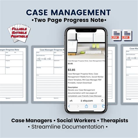 Case Manager Progress Notes Fillable Printable & Editable Etsy
