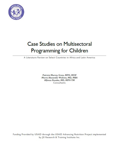Case Studies on Multisectoral Programming for Children A literature