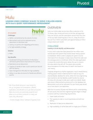 Case Study: How Hulu Scaled Serving 4 Billion Videos Using Redis