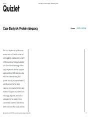 Case Study 6A: Protein Adequacy Flashcards Quizlet