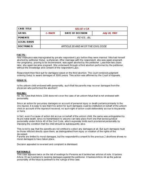 Case Title GR No. Date of Decision Ponente Legal Basis Doctrine/S