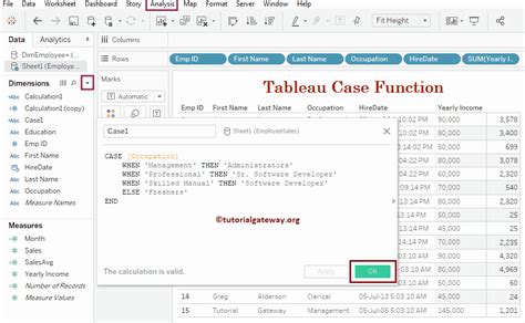 Case condition in tableau