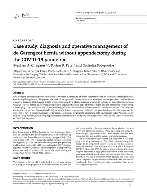 Case study: diagnosis and operative management of de Garengeot hernia …