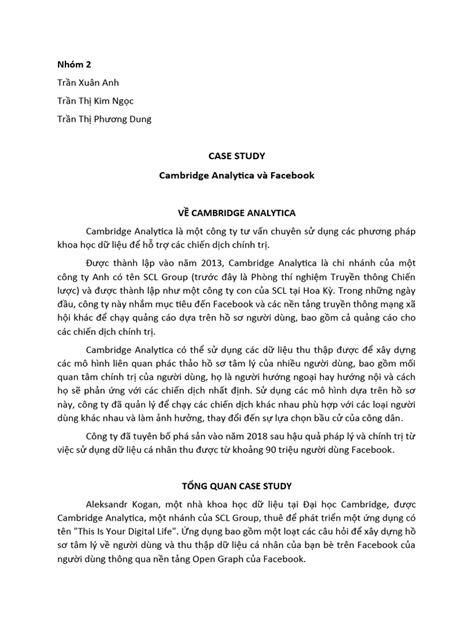 Case study on facebook. pdf), Text File (.  11 Given that this data is detailed, its use can...