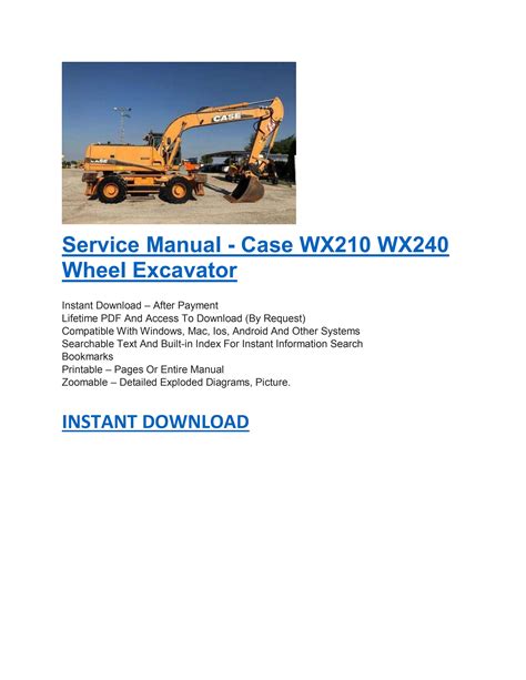 Case wx210 wx240 wheeled excavator service shop repair manual. - Lg 50pn6500 ua service manual and repair guide.