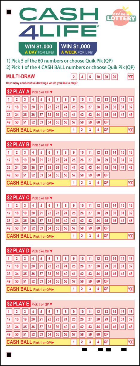 Cash 4 life ga payout chart. The Cash4Life numbers for Thursday, April 6, 2023 are shown below. See the five main numbers, followed by the Cash Ball. A full prize breakdown is underneath, showing the number of winners in each prize level. Find out whether anyone matched all the numbers to win the jackpot of $1,000 a day for life. 