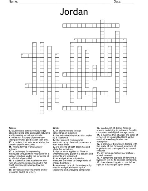 Cash In Jordan Crossword