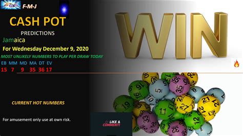 Cash pot prediction for today. What Plays in Cash Pot Today Afiyu Cashpot Prediction. The goal of all lottery strategies is the Afiyu Cashpot Prediction of winning numbers that will hit in the next draw. Lottery players in most cases search for the most frequent or the least frequent numbers, then examine the latest winning numbers and their statistical properties trying to ... 