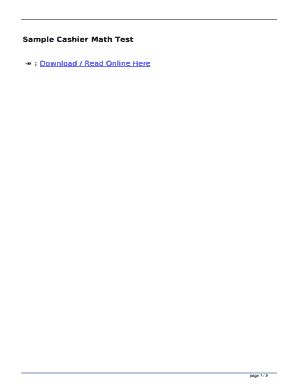 Cashier Math Test for basic math and money handling skills for retail