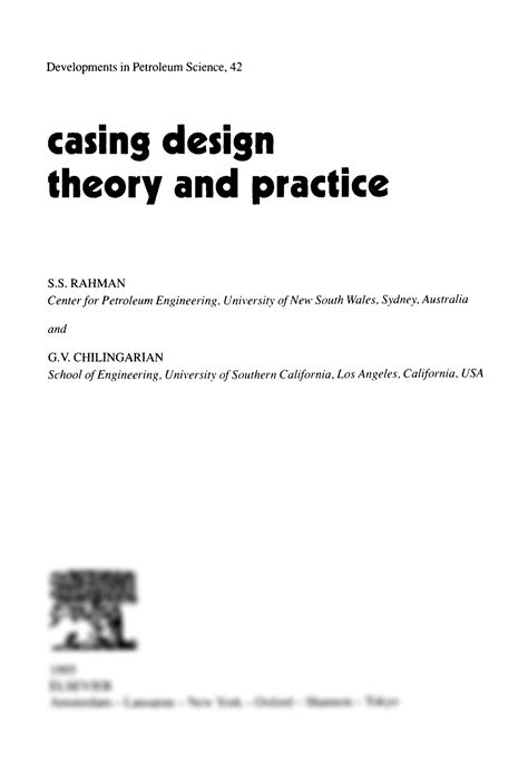 Casing Design Theory And Practice