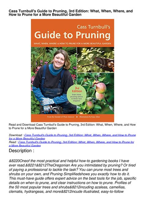 Full Download Cass Turnbulls Guide To Pruning 3Rd Edition What When Where And How To Prune For A More Beautiful Garden By Cass Turnbull