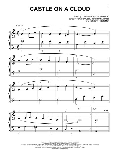 Castle On A Cloud sheet music by Boublil and Schonberg (Piano (Big