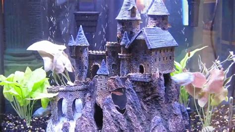Castle themed fish tank. This is a minimalistic, low-effort, and universal DIY plan that fits fish tanks of all shapes and sizes. 2. DIY Sand Waterfall Aquarium Design by Yulia Aquascape. Check Instructions Here. Materials Needed: Silica sand, sponges, tissue, sandstones, driftwood, moss, air pump, plastic tubes. Tools Needed: 