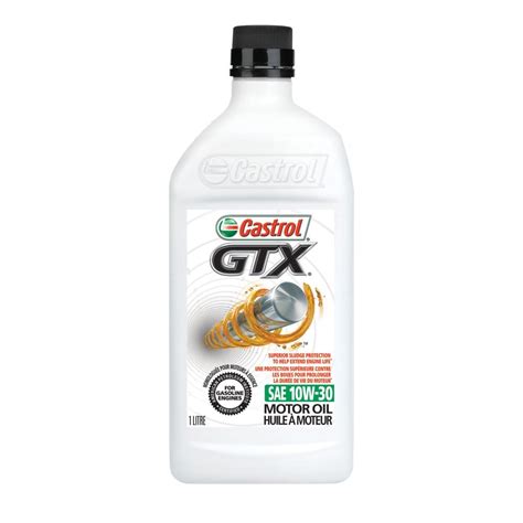 Castrol® GTX®, the #1 Motor Oil Brand in Canada, is a premium conventional motor oil that has been helping to extend engine life for over 50 years. ... Castrol GTX 10W30 Conventional Engine/Motor Oil, 5-L #028-9205-6 | Part #00013-3A. 4.7 out of 5 stars, average rating value. Read 782 Reviews. Same page link. 4.7 (782) View Product Details .... 