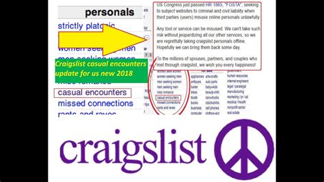 Casual encounter craigslist alternative 2018. 18 Sep 2015 ... [UPDATE 3/2018 Craigslist bans dating ads after US passes FOSTA/SESTA law ]. There are tons of dating sites and apps, many free or freemium, of which the ... 