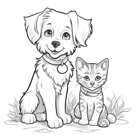Cat And Dog Coloring Shee