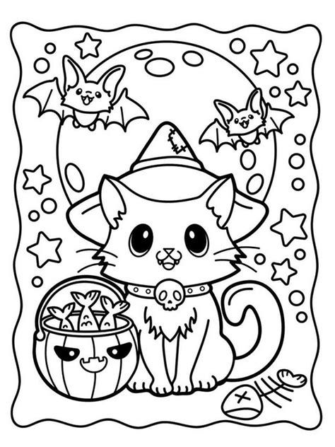 Cat Halloween Coloring Pages